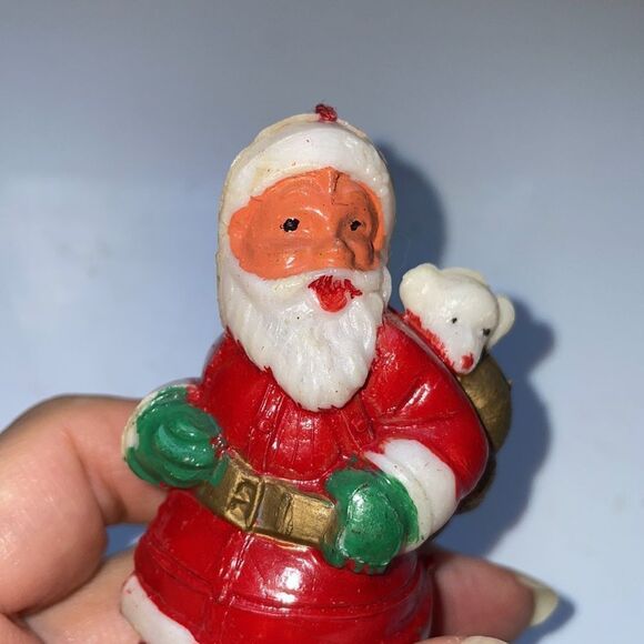 Vintage hollow plastic Santa Claus with sack Christmas tree ornament - Picture 2 of 6